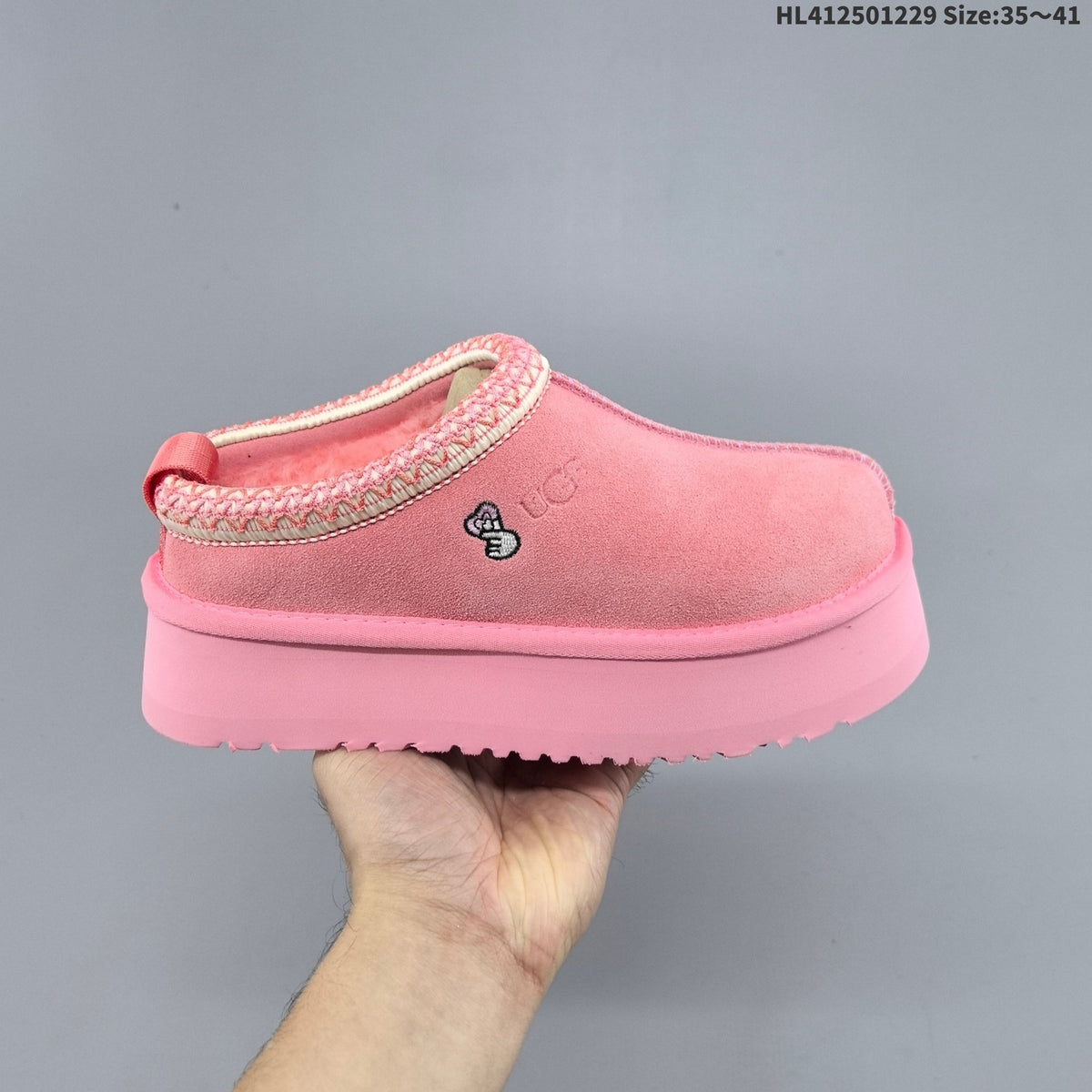 Beige and Pink UGG Tazz Platform Slip-On Slippers - product image from the listing.