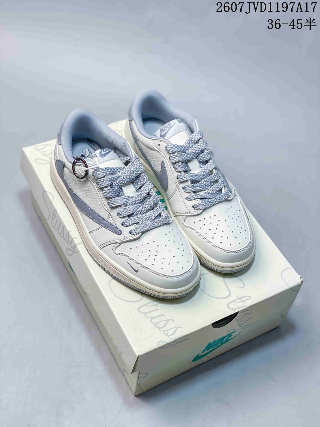 Air Jordan Low White Grey Sneakers 2607JVD1197A17 - product image from the listing.