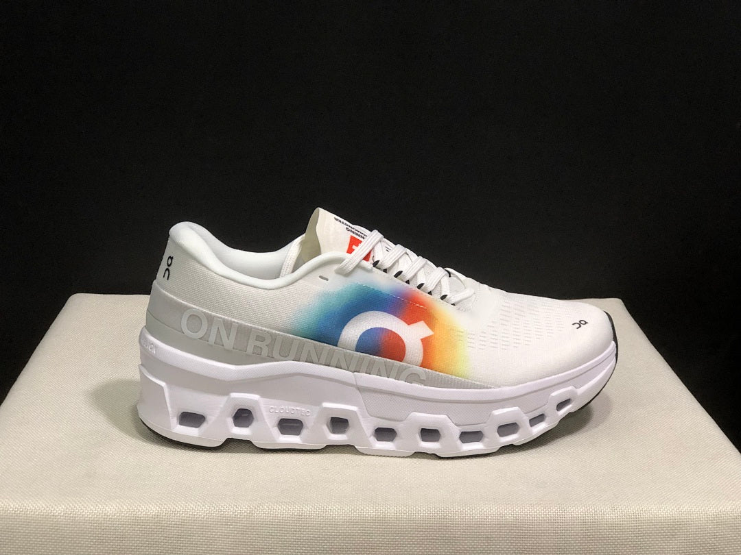 On Cloudmonster 2 White Rainbow Shoes for Running - product image from the listing.
