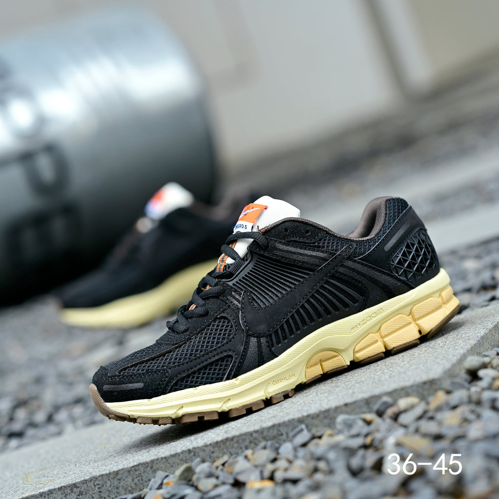 Black and Cream Nike Air Zoom Vomero 5 Sneakers - product image from the listing.