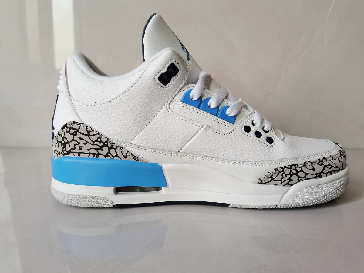 Air Jordan 3 Retro White Blue Sneakers - product image from the listing.
