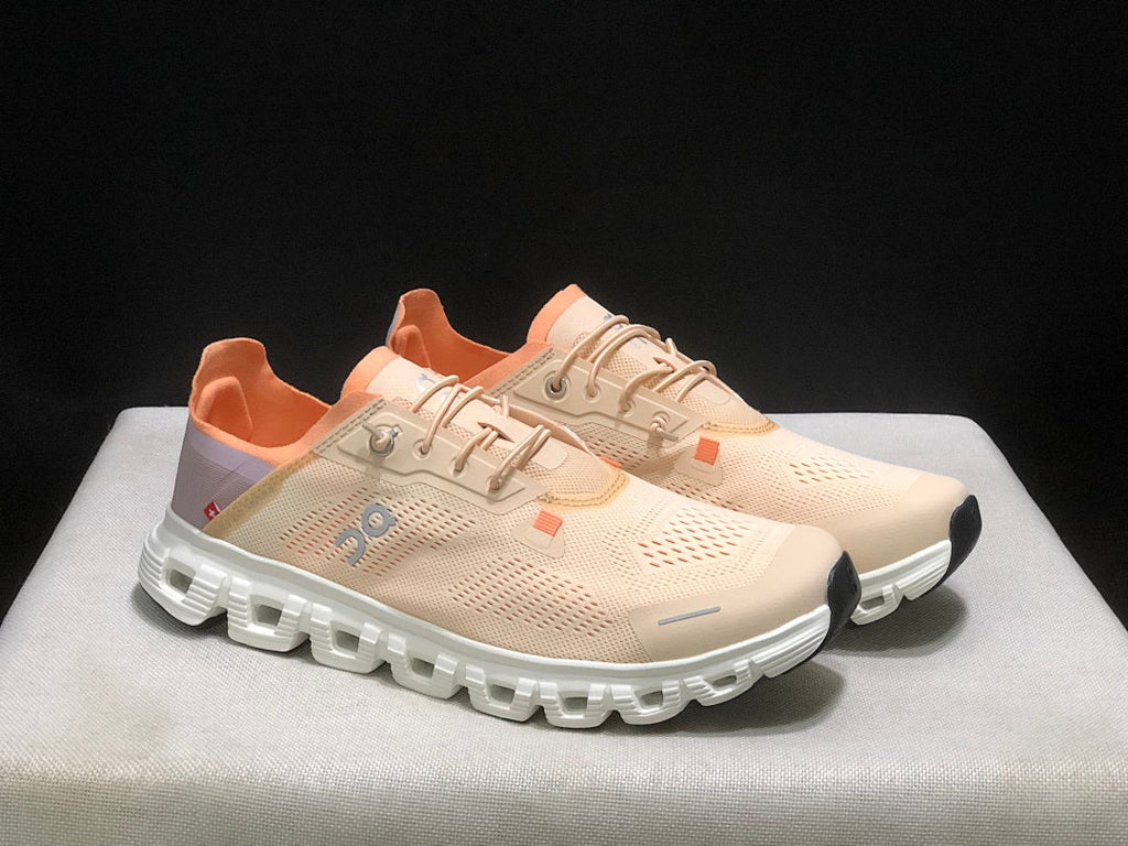 On Cloud 6 Coast Sneakers, in Cream and Orange - product image from the listing.