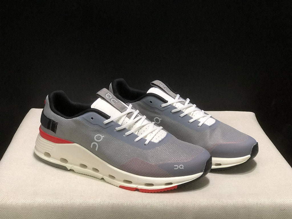 On Cloudnova Form 2 Sneakers in Fog in Gray and Red - product image from the listing.