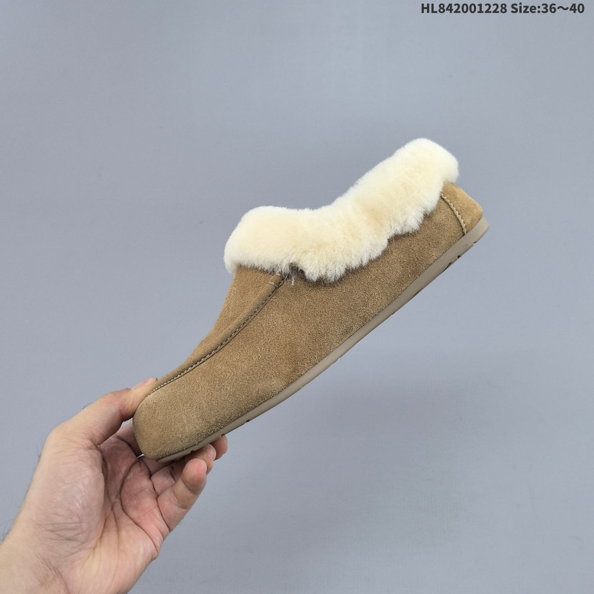 Classic Mini Dipper Suede Slippers with Faux-Fur Trim by UGG - product image from the listing.