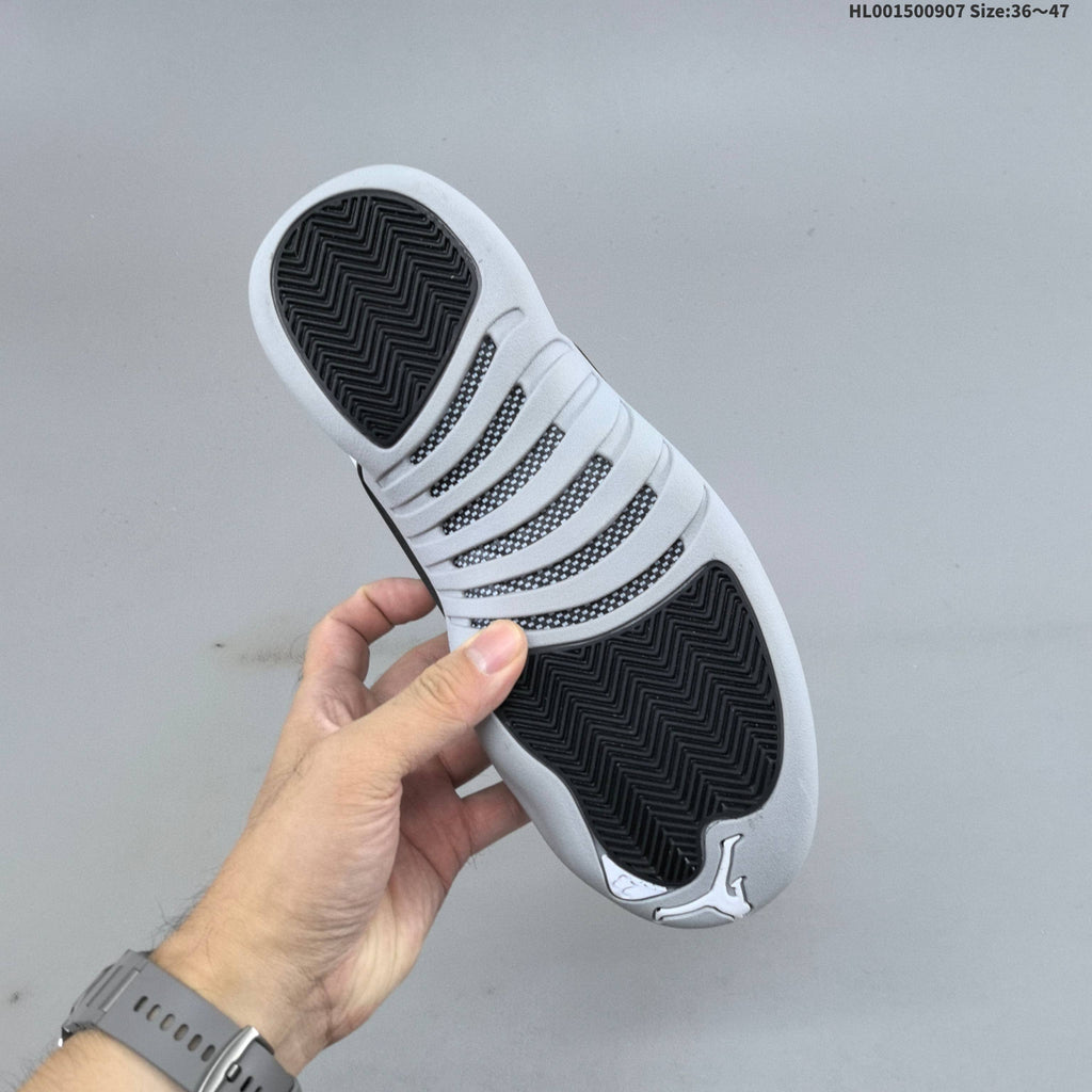Air Jordan 12 Retro High Barons White Grey Sneakers - product image from the listing.