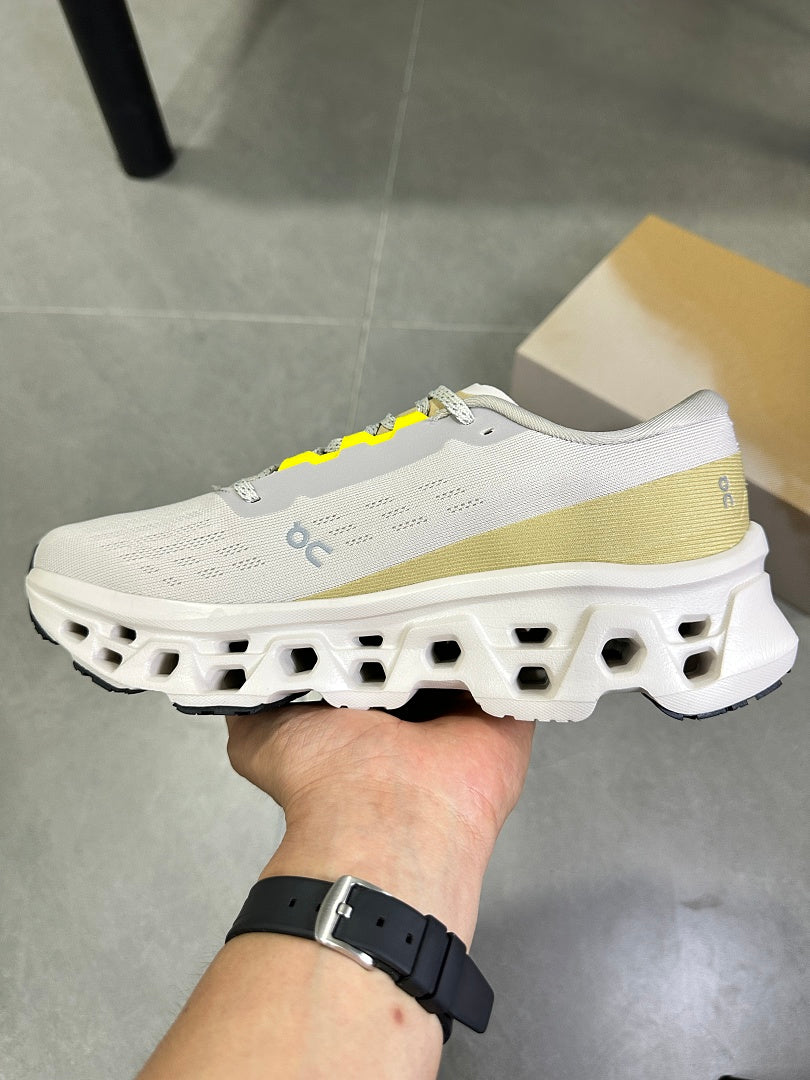 On Running Cloudmonster Running Shoes, in Ivory Yellow - product image from the listing.
