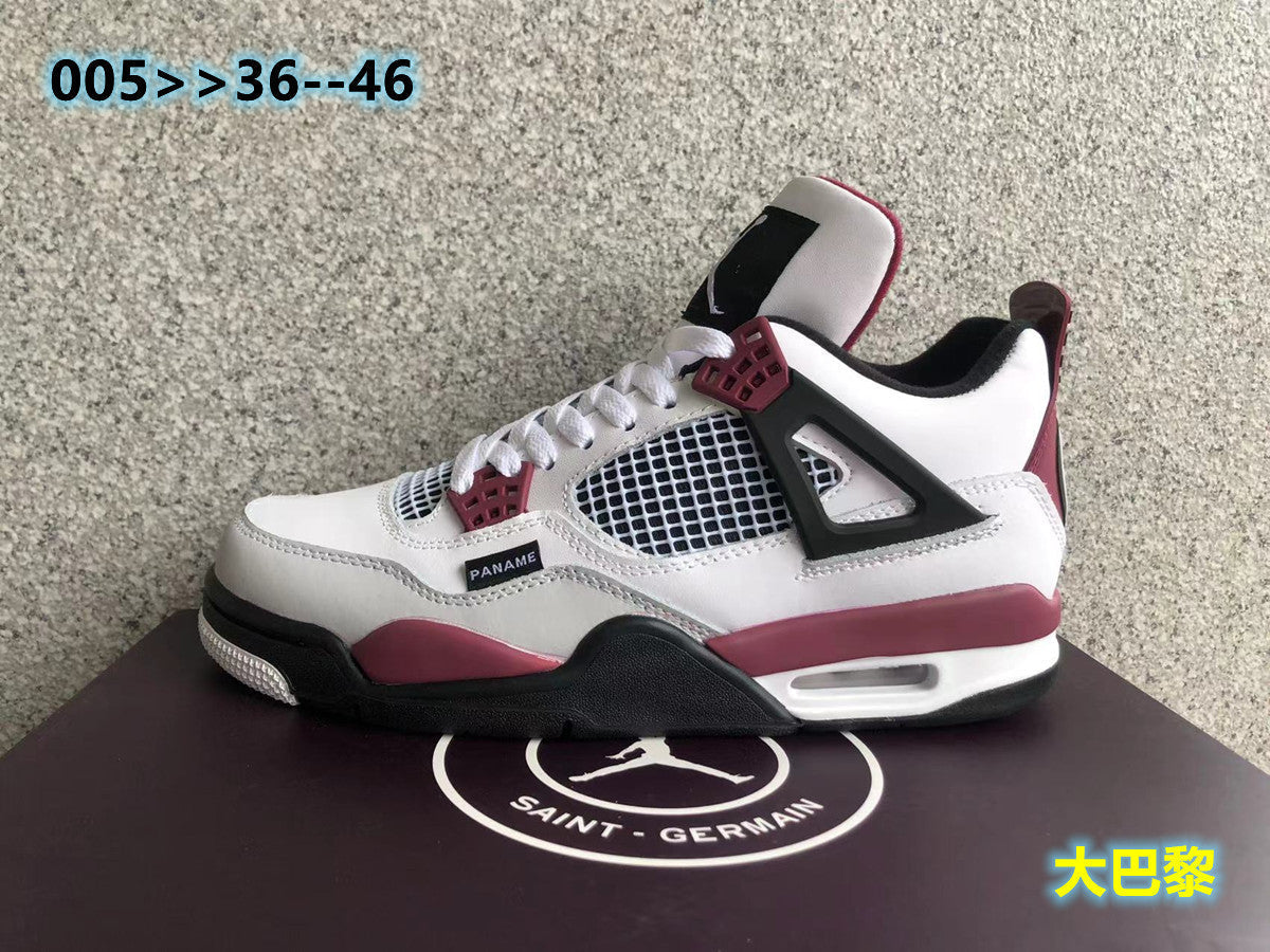 Jordan 4 Paris Saint-Germain Sneakers in White Burgundy - product image from the listing.
