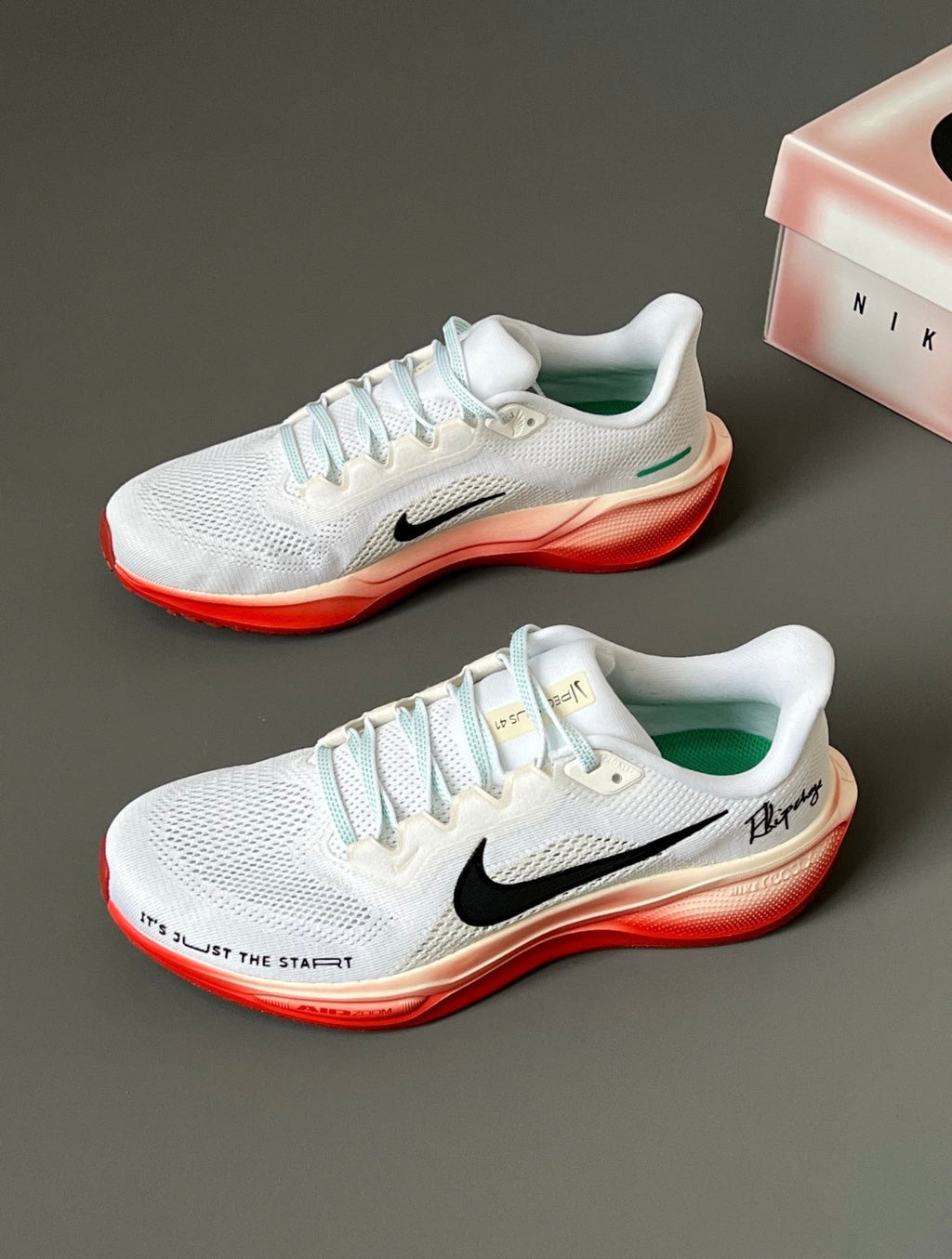 Nike Pegasus 41 Running Shoes in White Orange HJ7037-100 - product image from the listing.