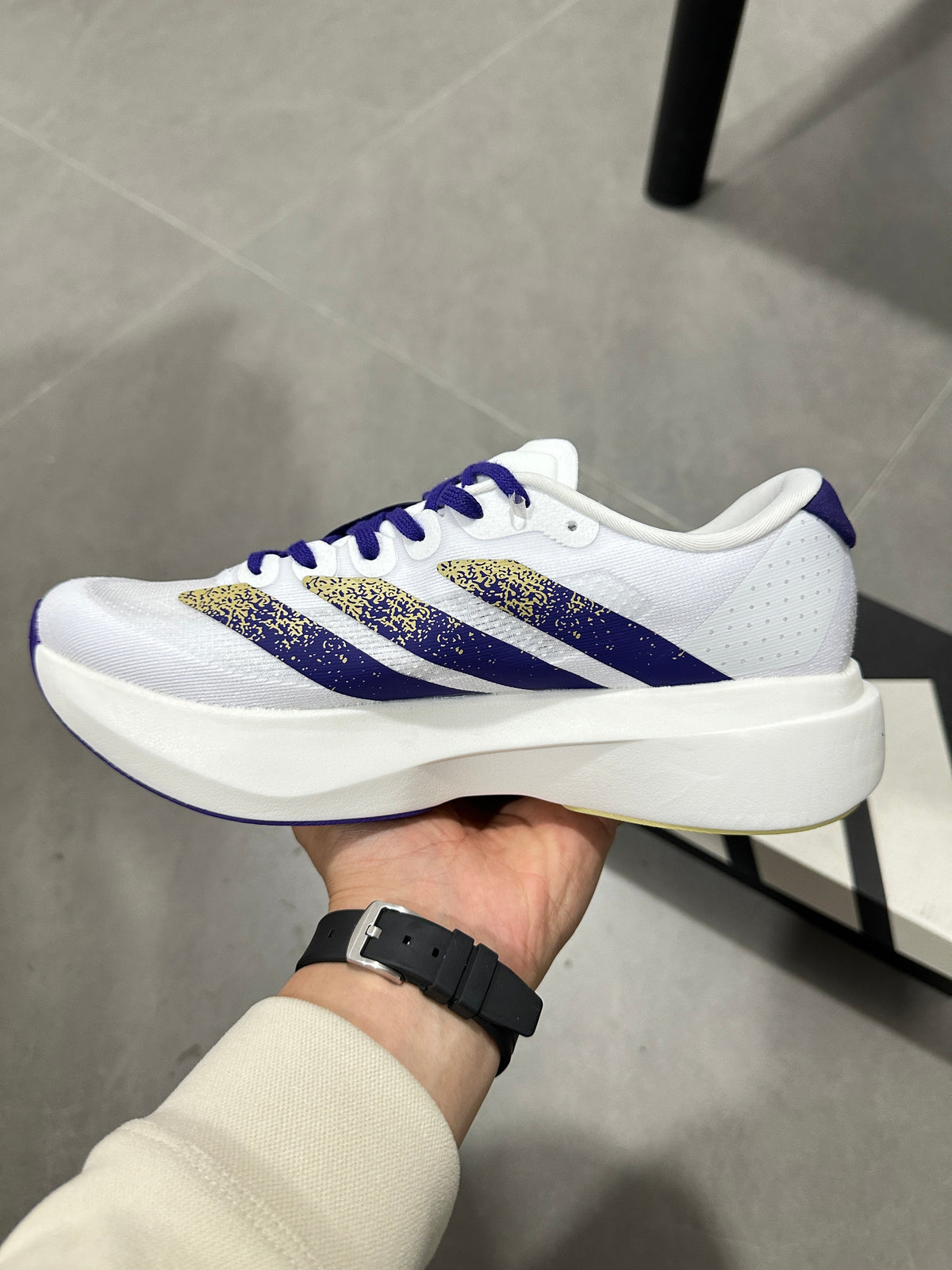 Adidas Lightstrike Pro Running Shoes in White Purple - product image from the listing.