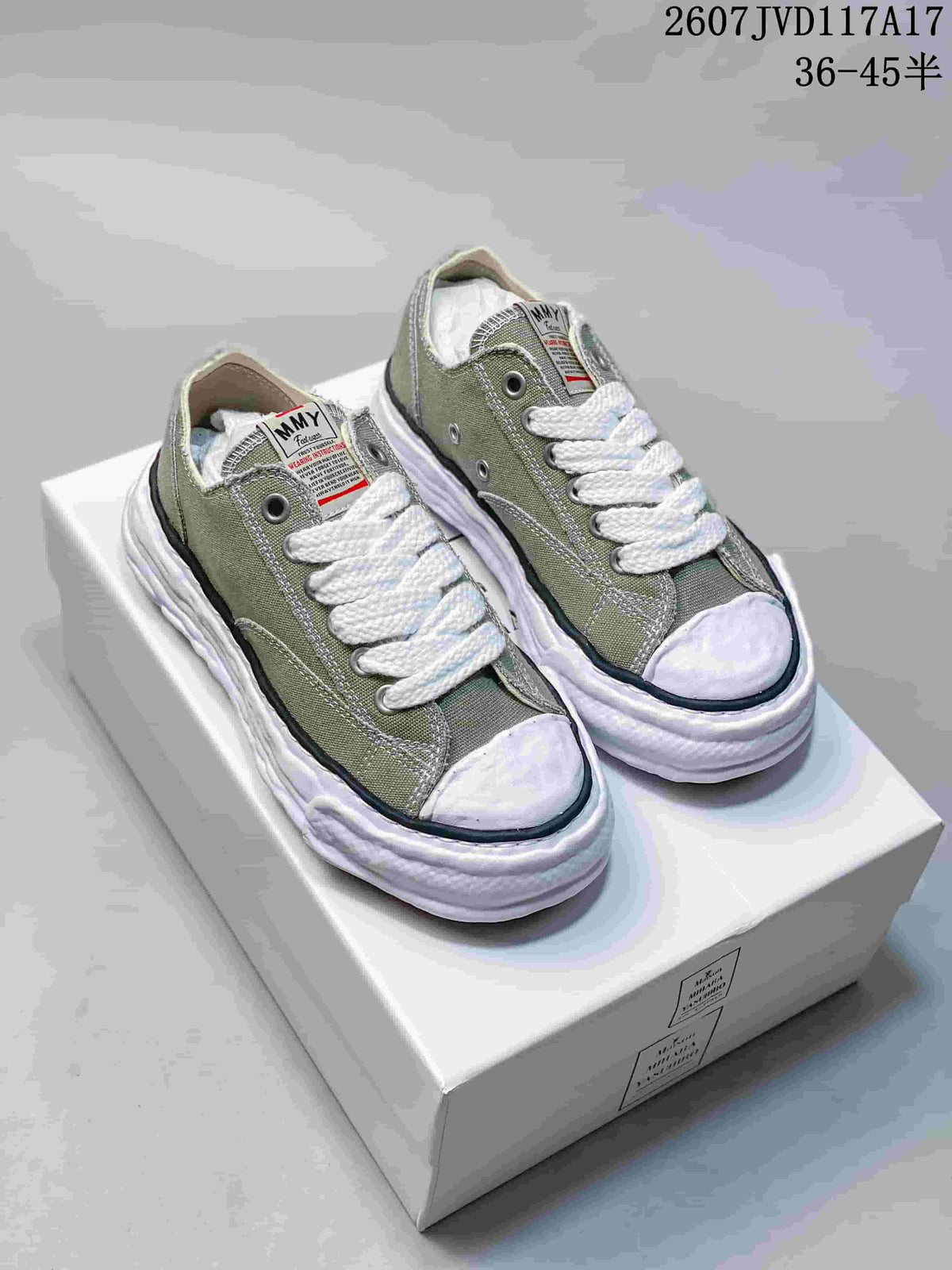 Maison Mihara Yasuhiro MMY Canvas Low Sneakers in Black Olive - product image from the listing.