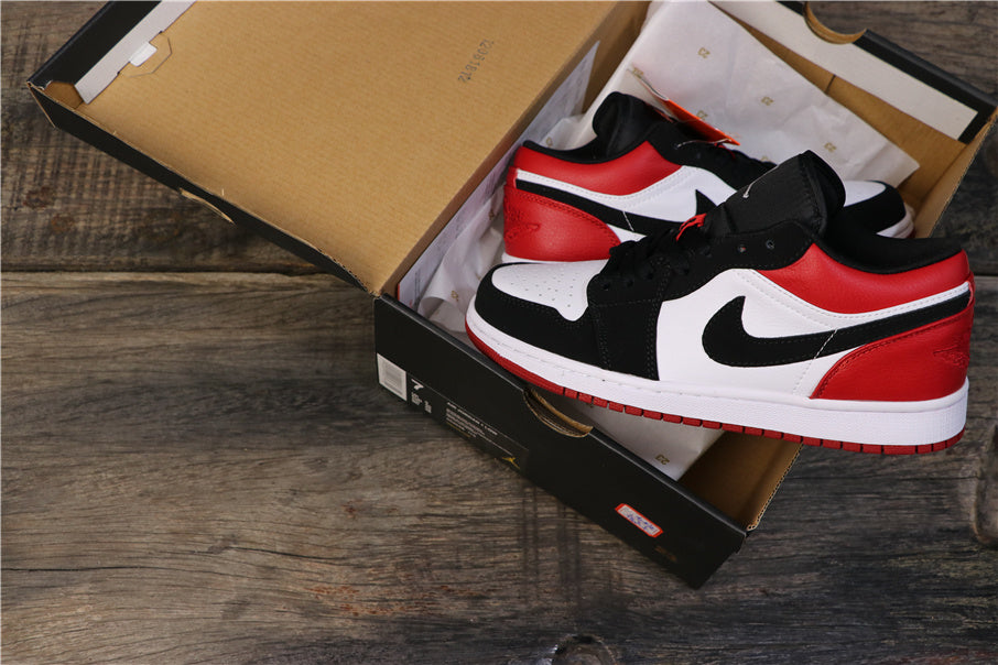Air Jordan 1 Low Black Toe Red, Sneakers in White and Black - product image from the listing.