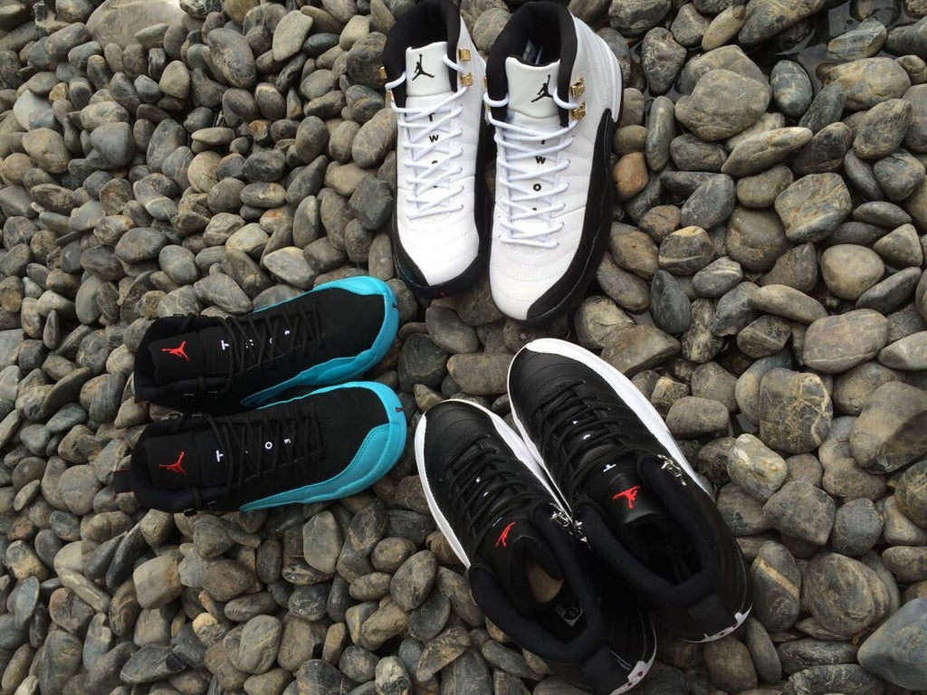 Women's Air Jordan 12 High-Top Sneakers, Black and White - product image from the listing.
