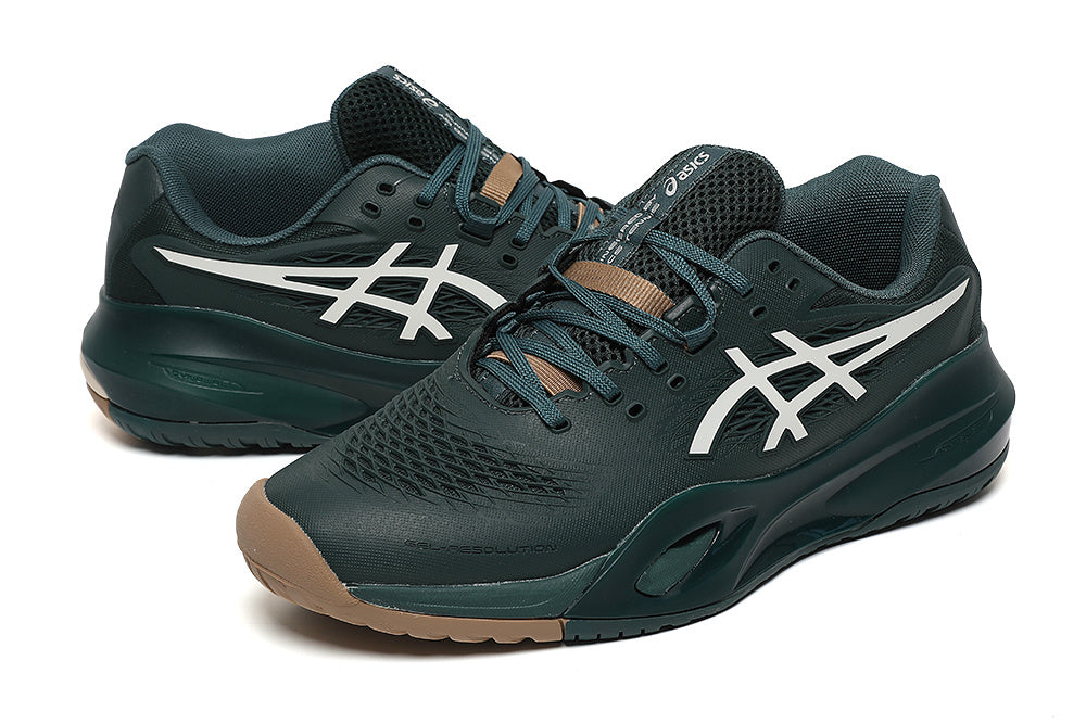 Dark Green ASICS Gel-Resolution Tennis Shoes - product image from the listing.