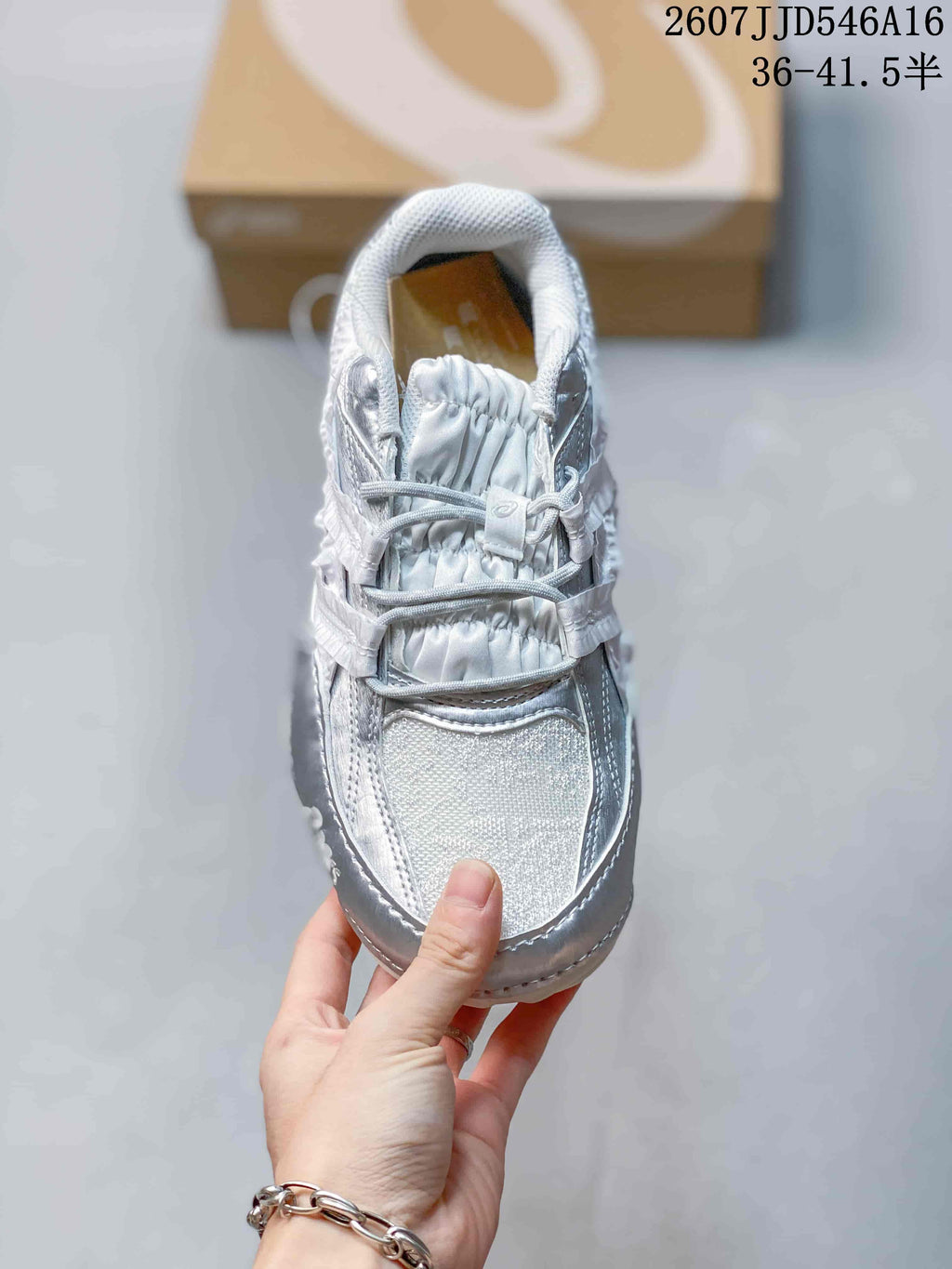 ASICS Hypersync Silver Low-Profile Retro Trainers - product image from the listing.
