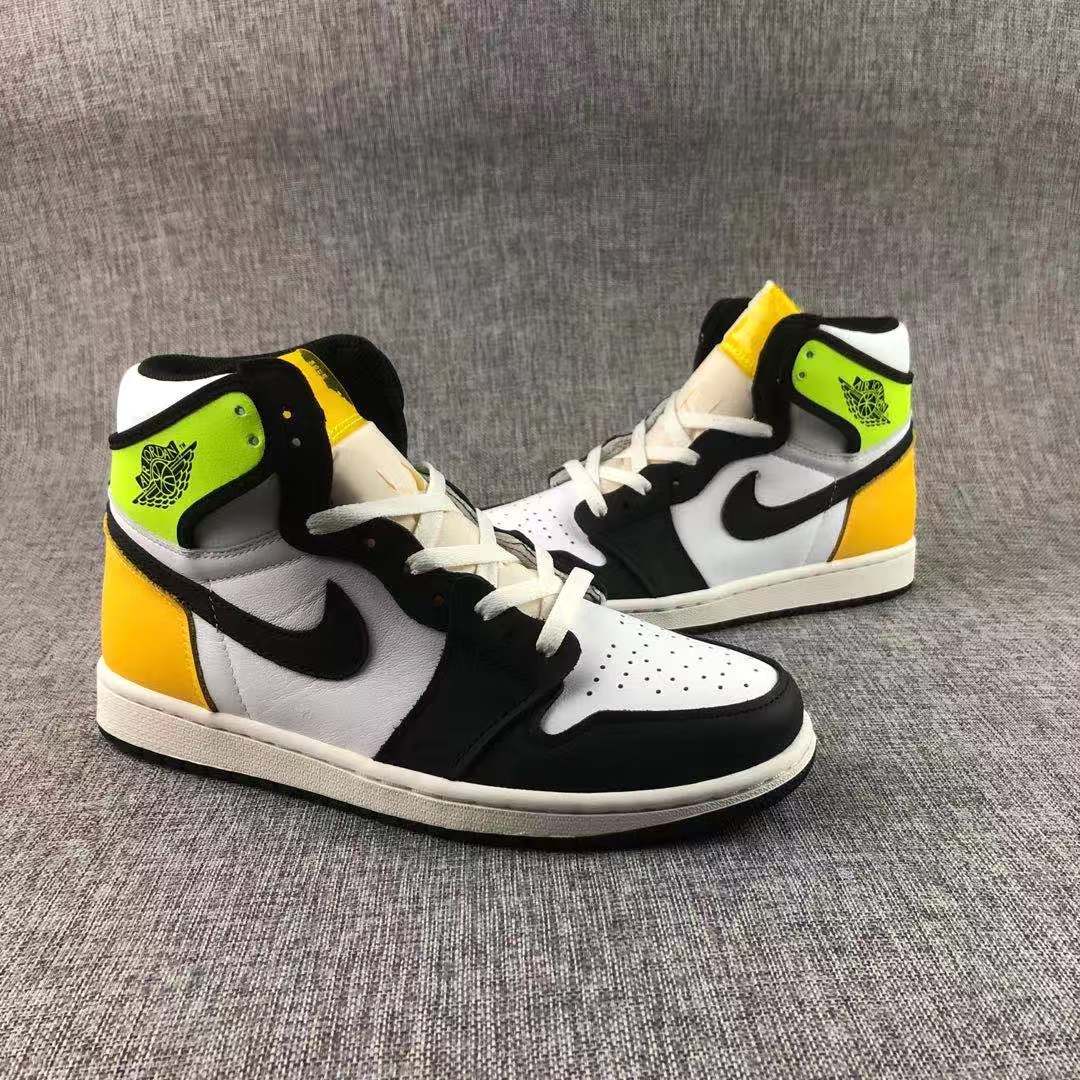 Air Jordan 1 High OG Volt Gold Sneakers Black White - product image from the listing.