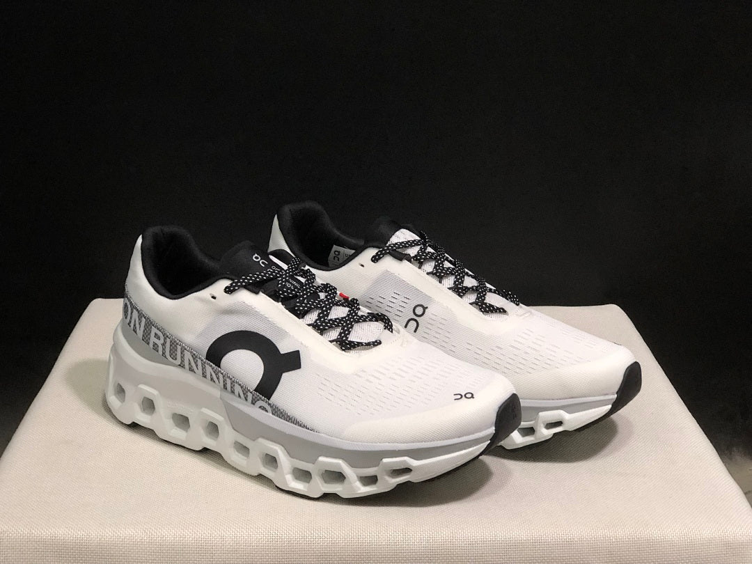 On Cloudmonster 2 Shoes for Running, White/Silver - product image from the listing.