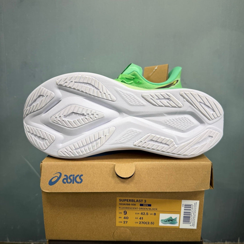 ASICS Superblast 3 Shoes for Running Fluorescent Green/Black - product image from the listing.