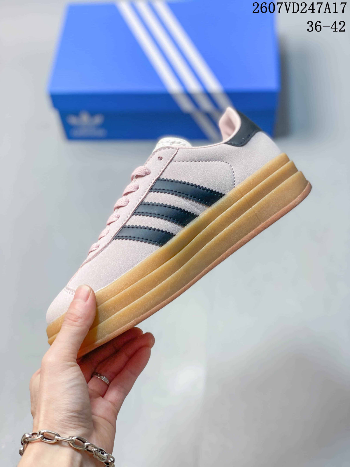 Women's adidas Gazelle Bold Sneakers Pink Black Gum - product image from the listing.