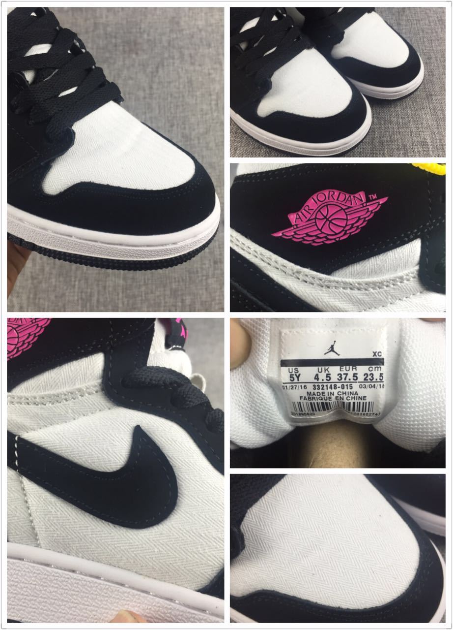 Air Jordan 1 High Black White Pink Sneakers - product image from the listing.