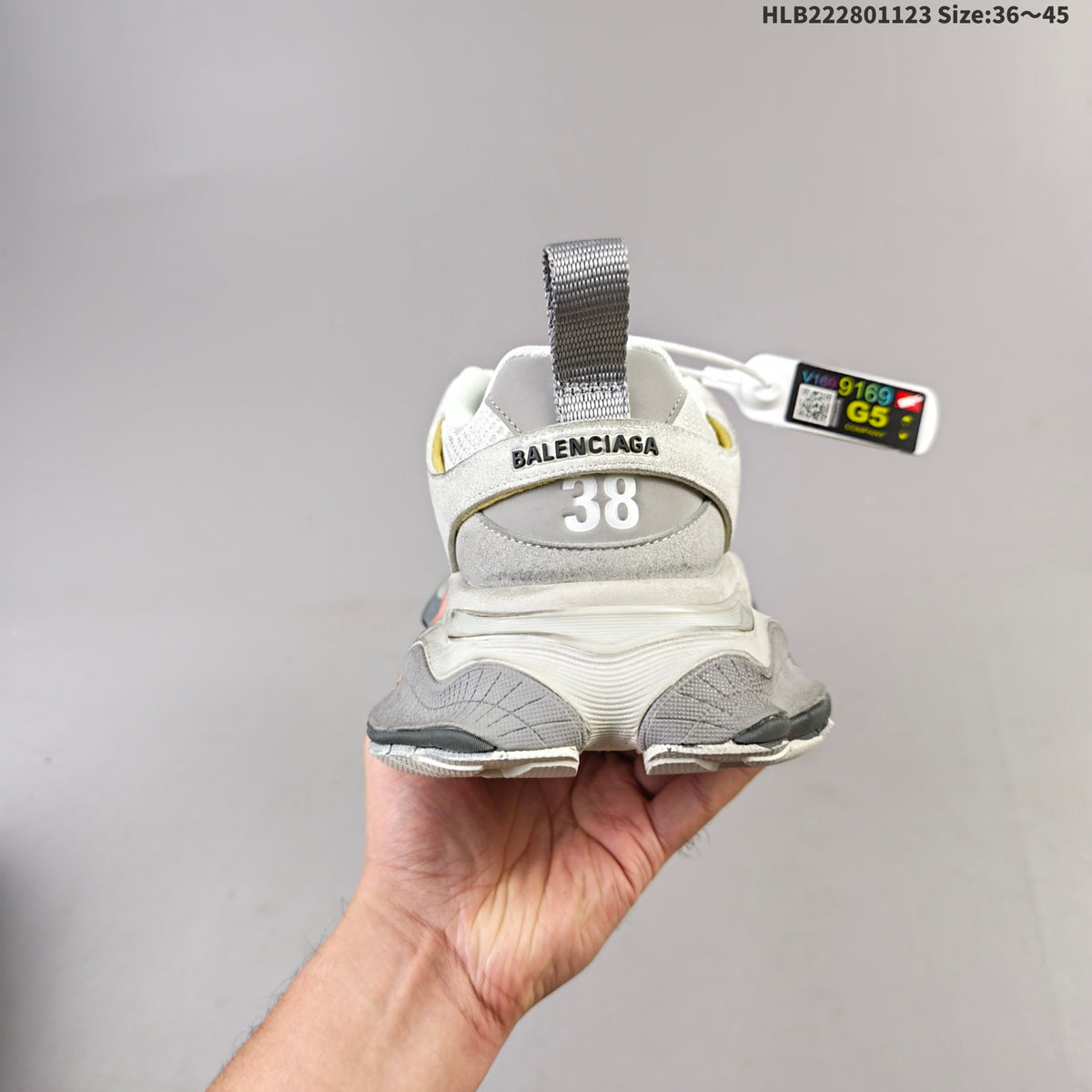 Gray and White Balenciaga Monday Low-Top Sneakers - product image from the listing.