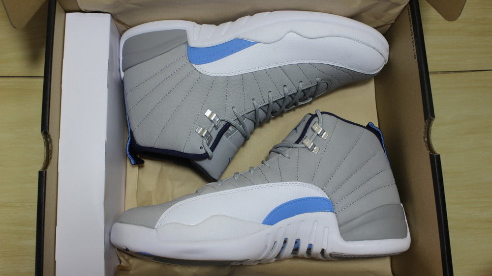 Air Jordan 12 GreyBlue High-Cut Sneakers - product image from the listing.