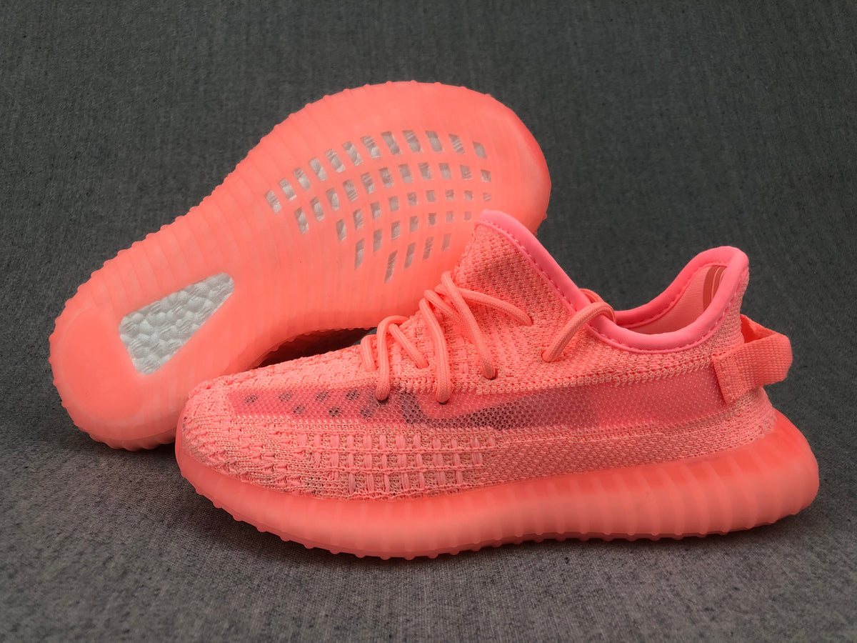 Bright Pink Adidas Yeezy 350 V2 Kids Sneakers - product image from the listing.