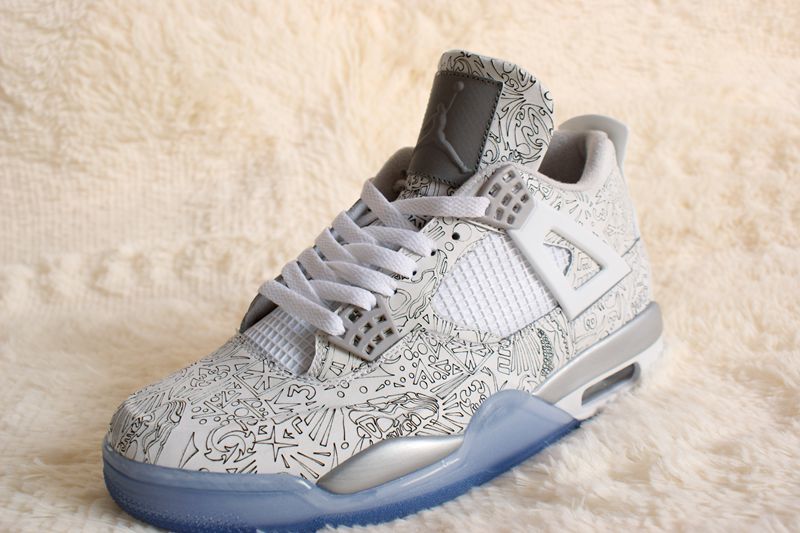 Air Jordan 4 Laser 5LAB4 White and Blue Sneakers - product image from the listing.