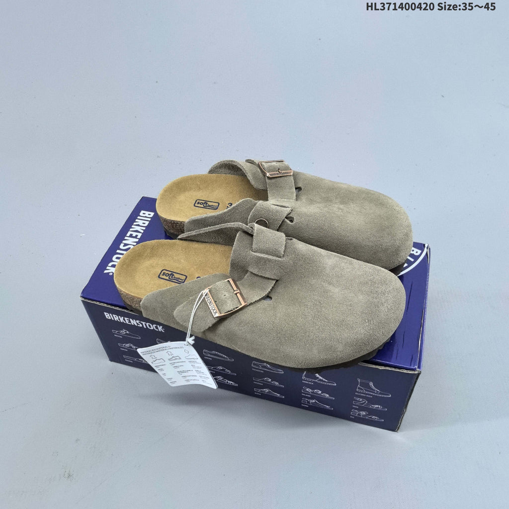 Boston VL Suede Clogs with Adjustable Buckle by Birkenstock - product image from the listing.