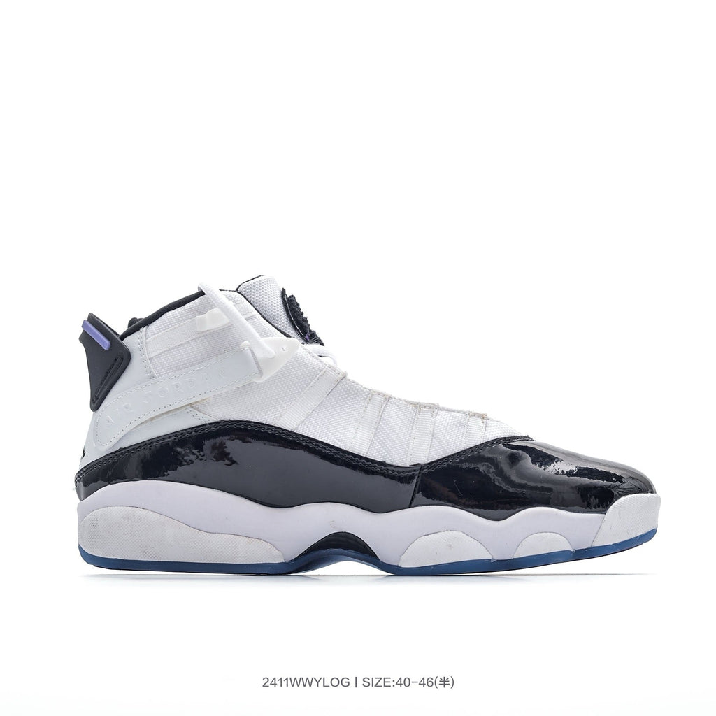 Jordan 6 High-Top Sneakers in White Black Purple - product image from the listing.