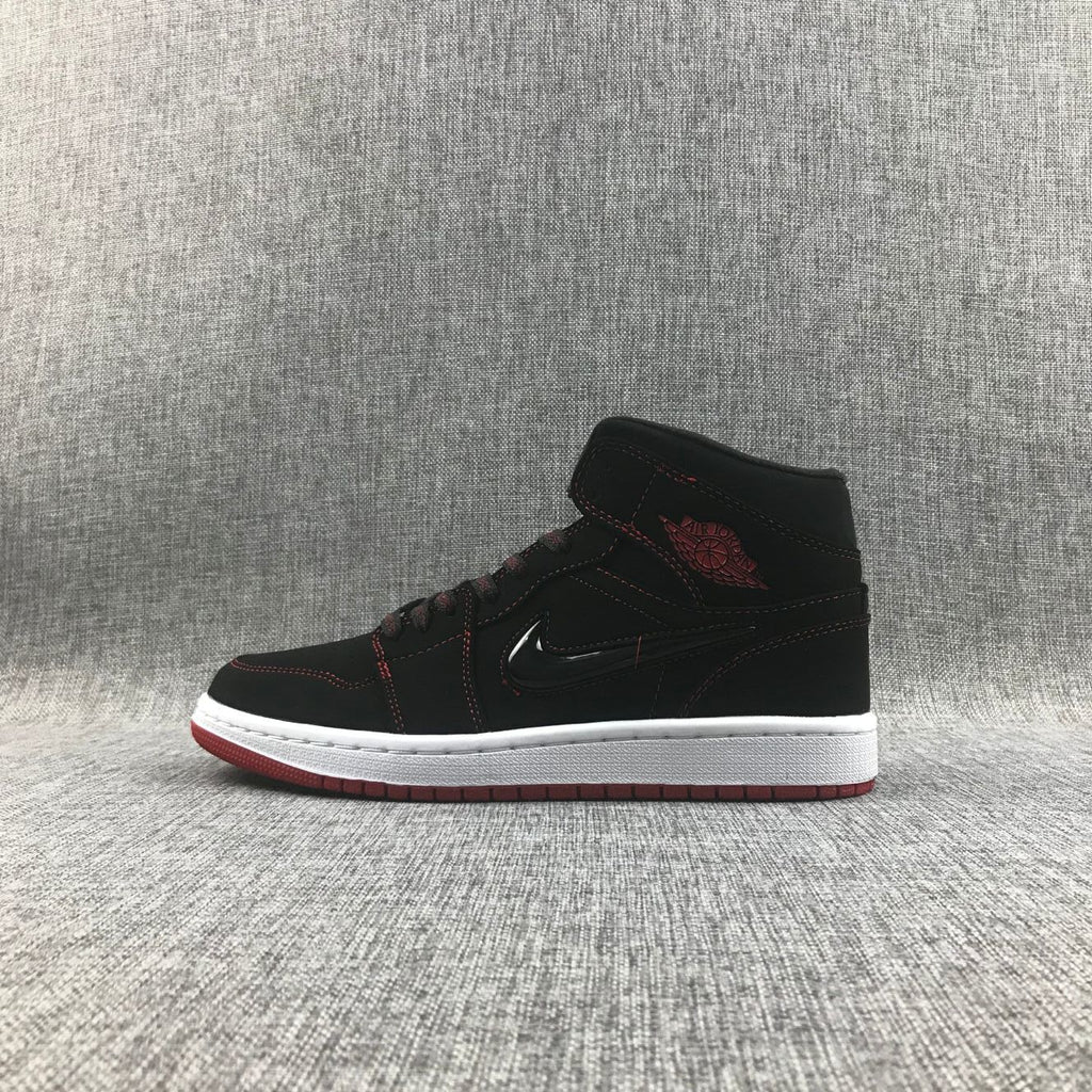 Air Jordan 1 Mid Sneakers Black Red CK5665-062 - product image from the listing.