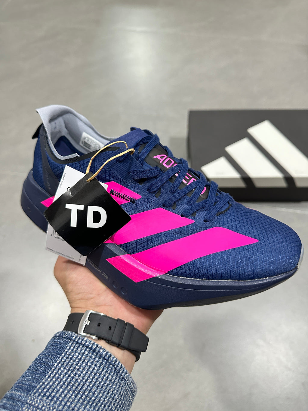 adidas Lightstrike Pro Running Shoes in Blue Pink JR6369 - product image from the listing.