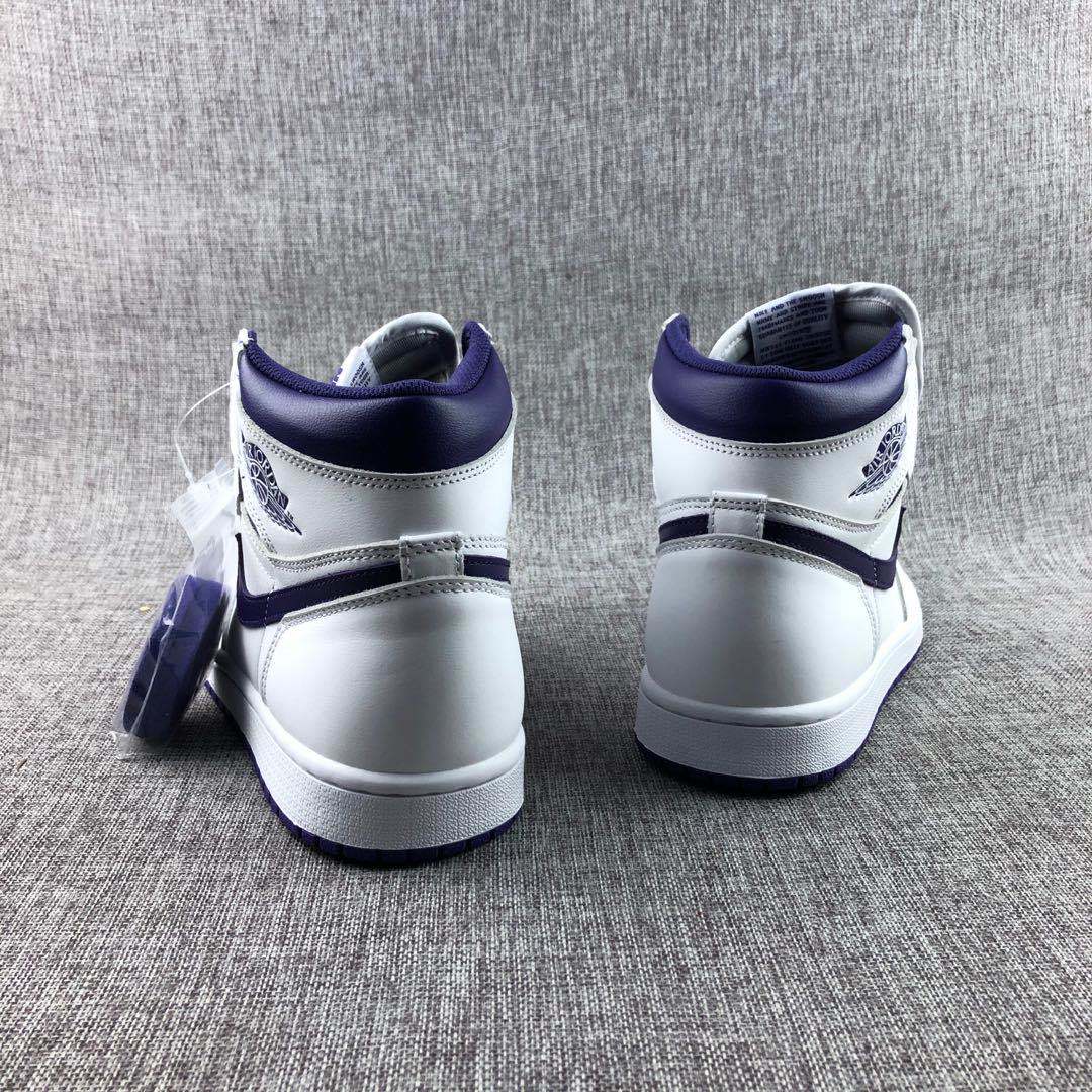 Air Jordan 1 Court Purple High-Cut Sneakers White/Purple CD0461-151 - product image from the listing.
