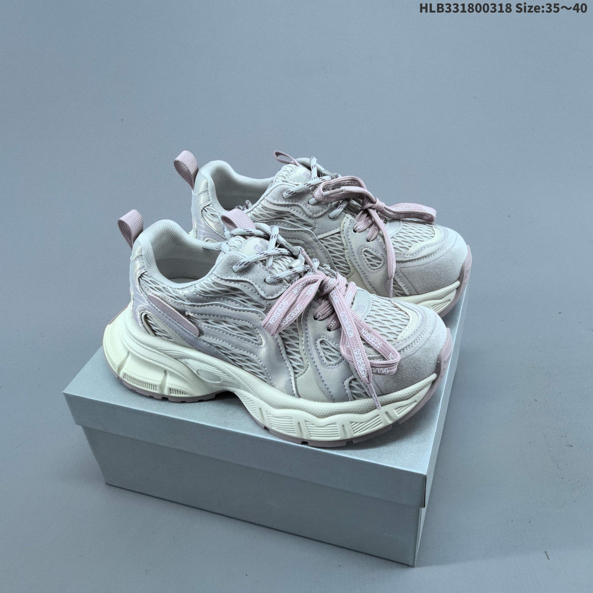 Gray and Pink GG-CC Chunky Platform Sneakers - product image from the listing.
