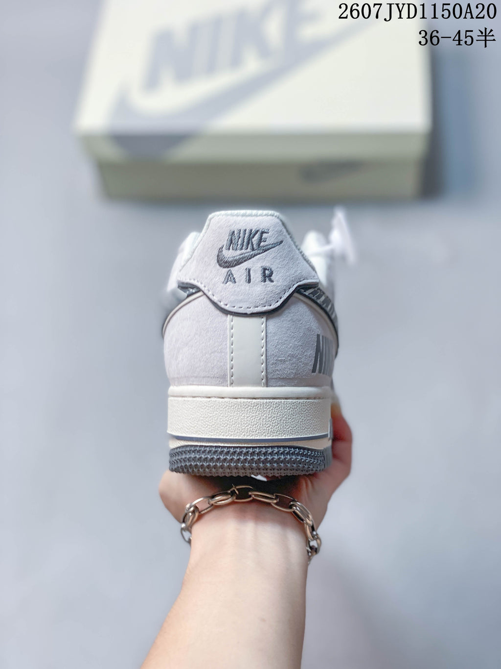 Nike Air Force 1 '07 Low in White Gray MXC302607 - product image from the listing.