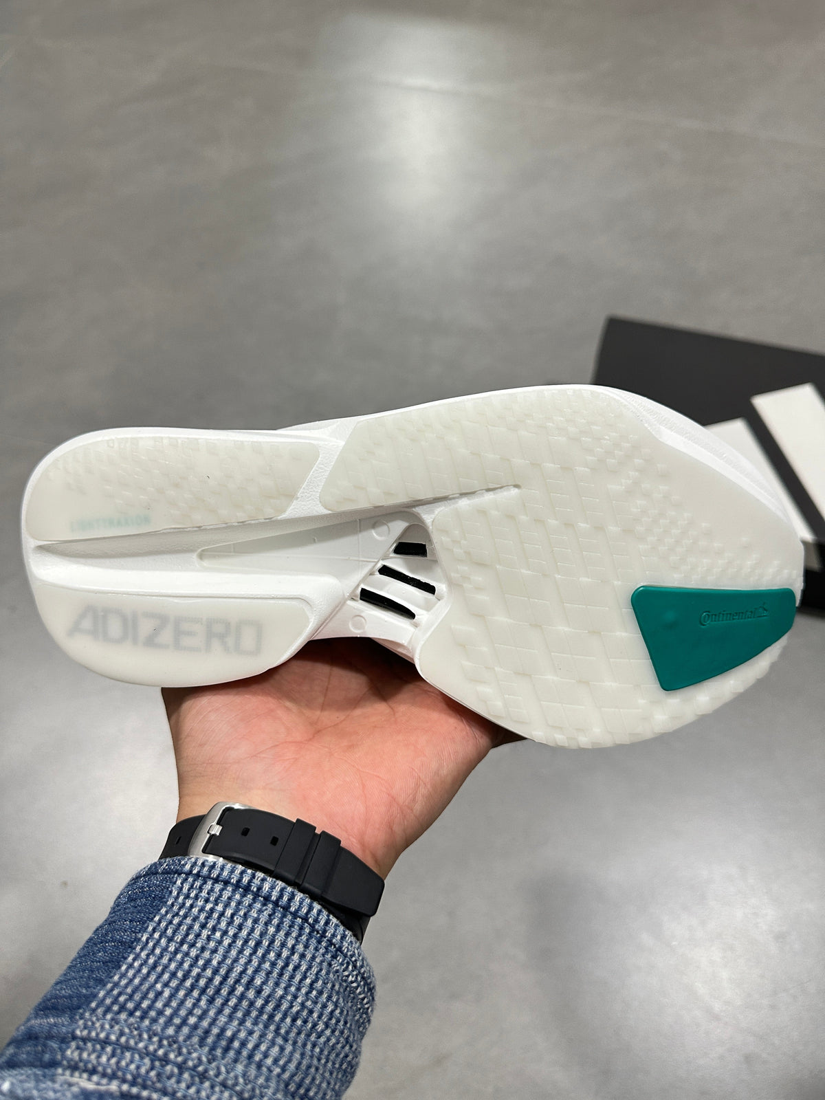 Adidas Adizero Lightstrike Pro Running Shoes in White Teal - product image from the listing.