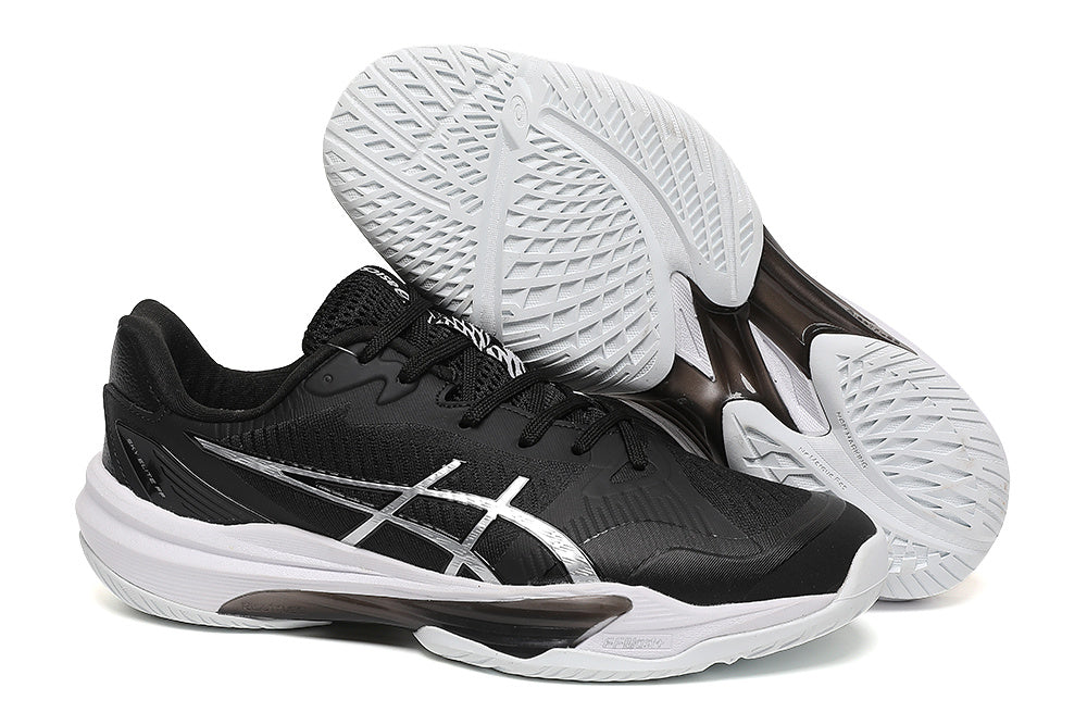 ASICS Black and White Court Trainers - product image from the listing.