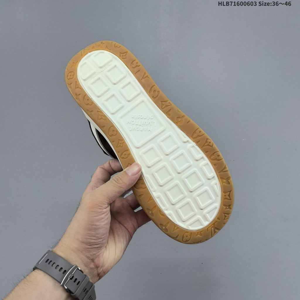 Brown and Gum Louis Vuitton Tilted Low Sneakers - product image from the listing.