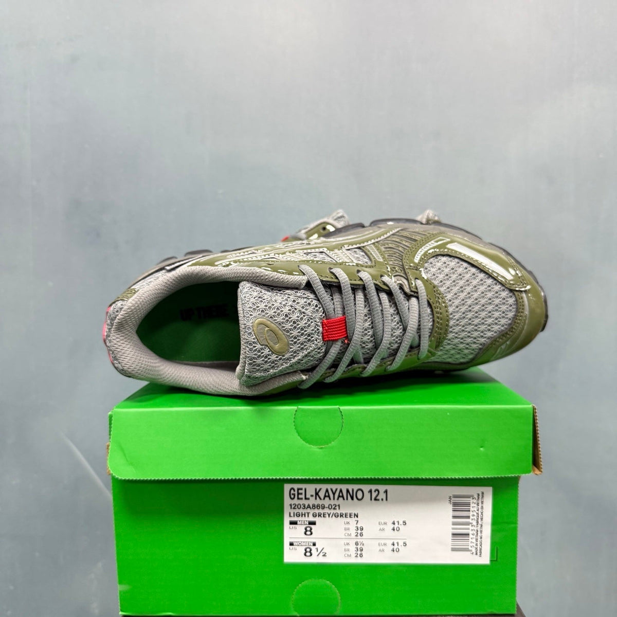 ASICS GEL-Kayano 12.1 Sneakers in Light Grey Green - product image from the listing.