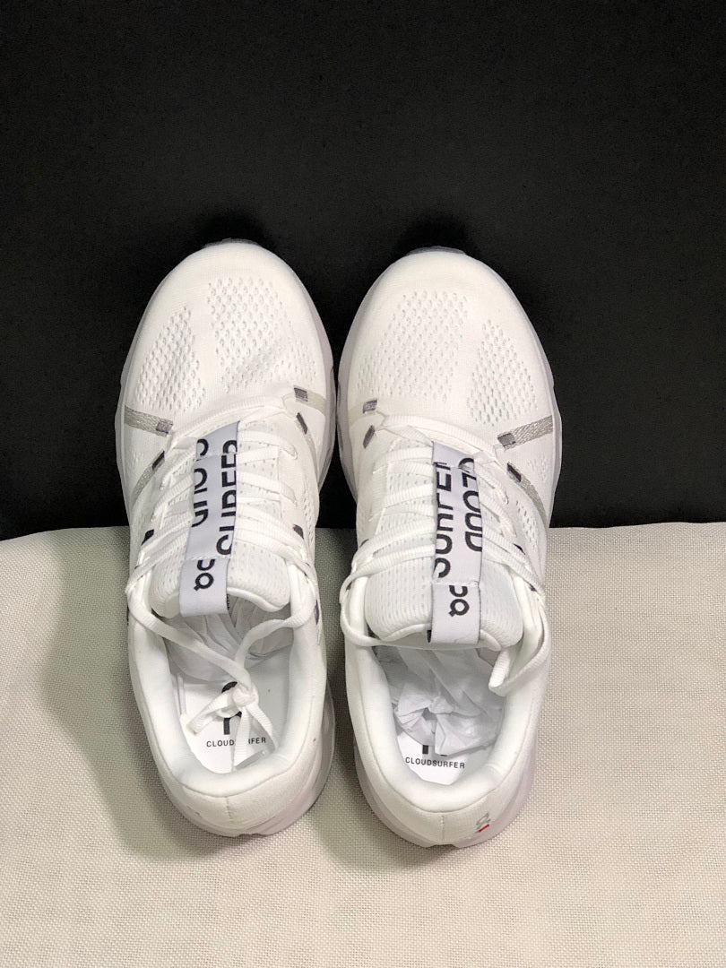 On Cloudsurfer Running Shoes in White - product image from the listing.