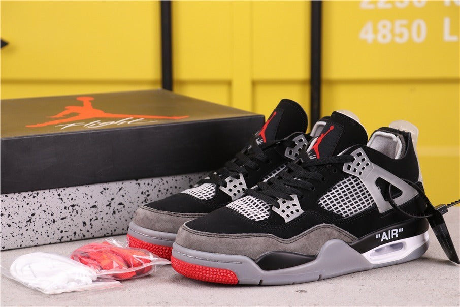 Air Jordan 4 Sneakers in Black Grey Red AQ9129-412 - product image from the listing.