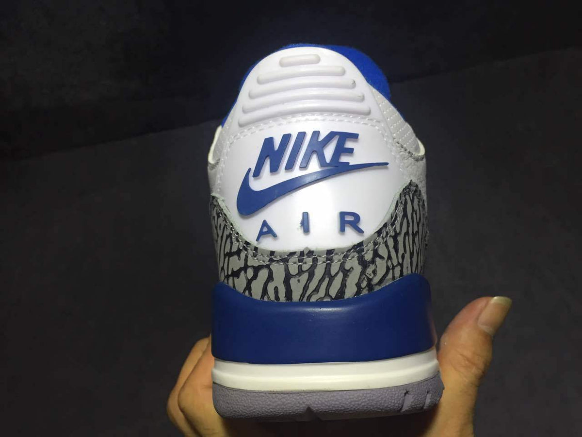 Air Jordan 3 High-Top Sneakers in White Blue - product image from the listing.