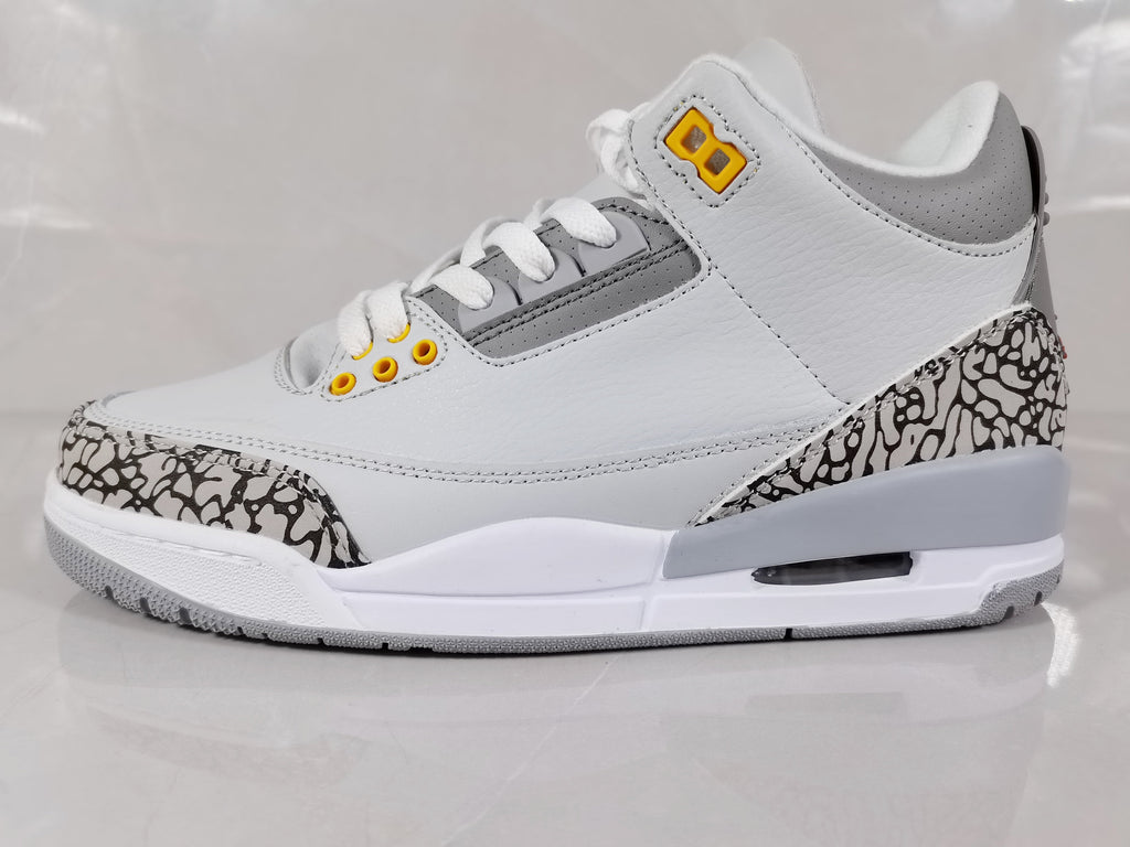Air Jordan 3 Retro White Grey Orange Sneakers - product image from the listing.