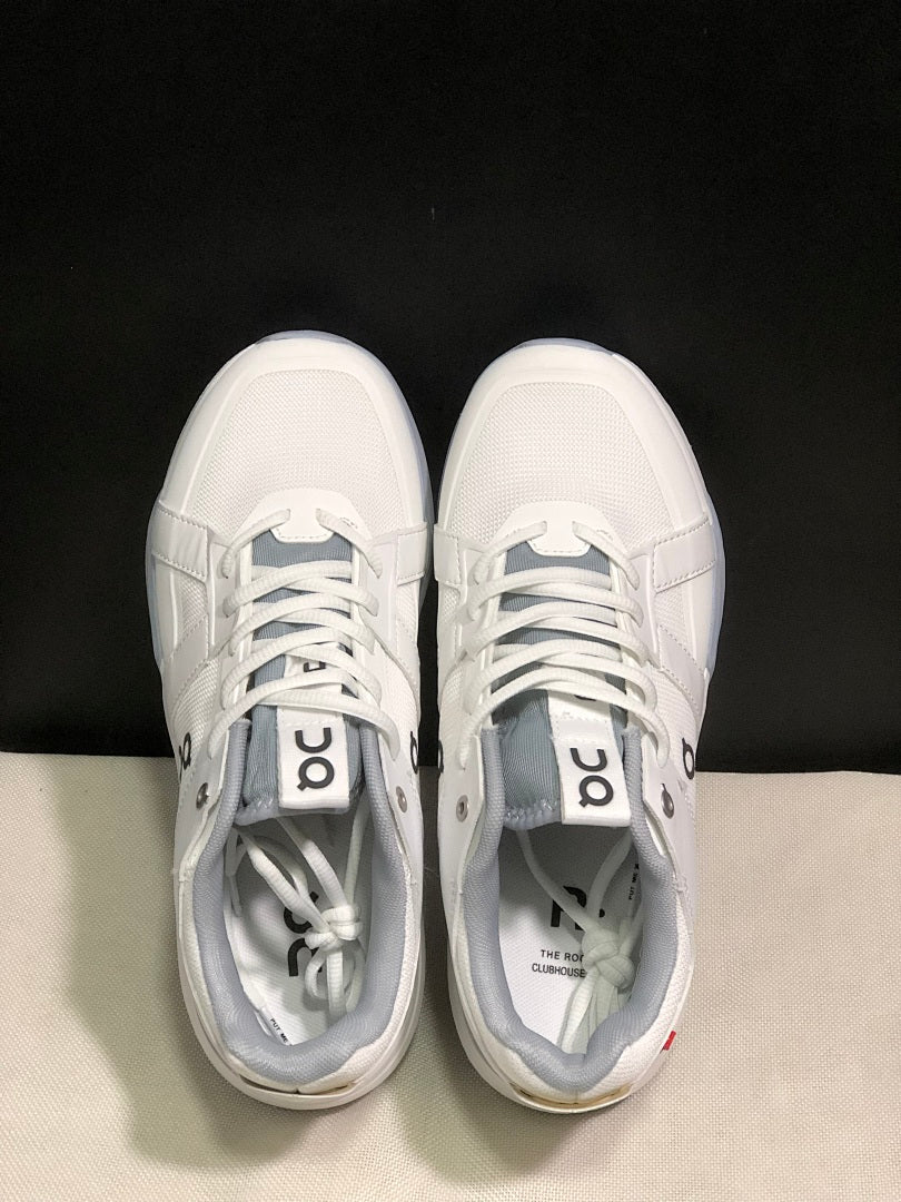 On The Roger Clubhouse Pro Tennis Shoes in White Grey - product image from the listing.