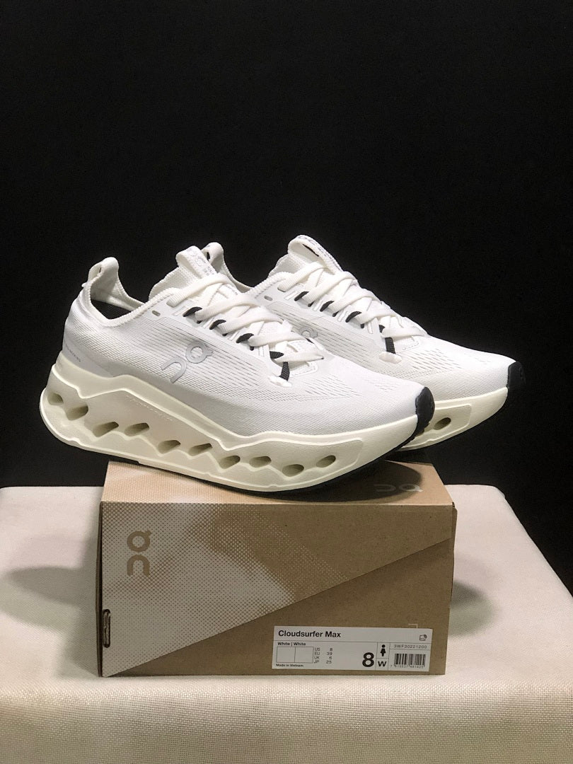 On Cloudsurfer Max Running Sneakers in White - product image from the listing.