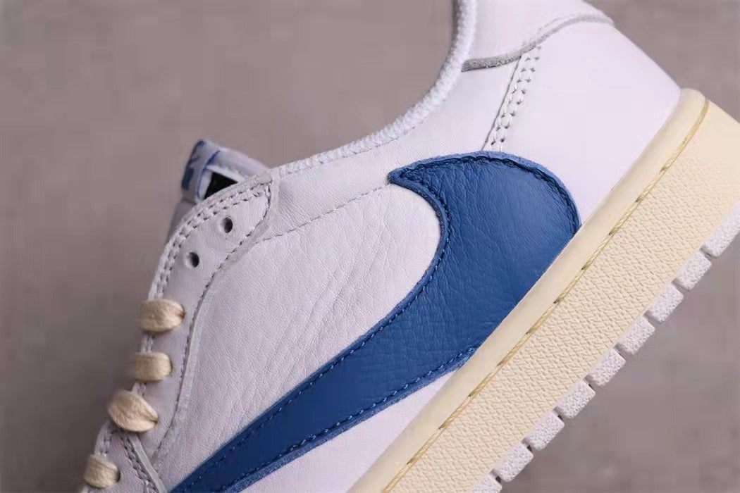Jordan Travis Scott Air Jordan 1 Low in White Blue DM3277-100 - product image from the listing.