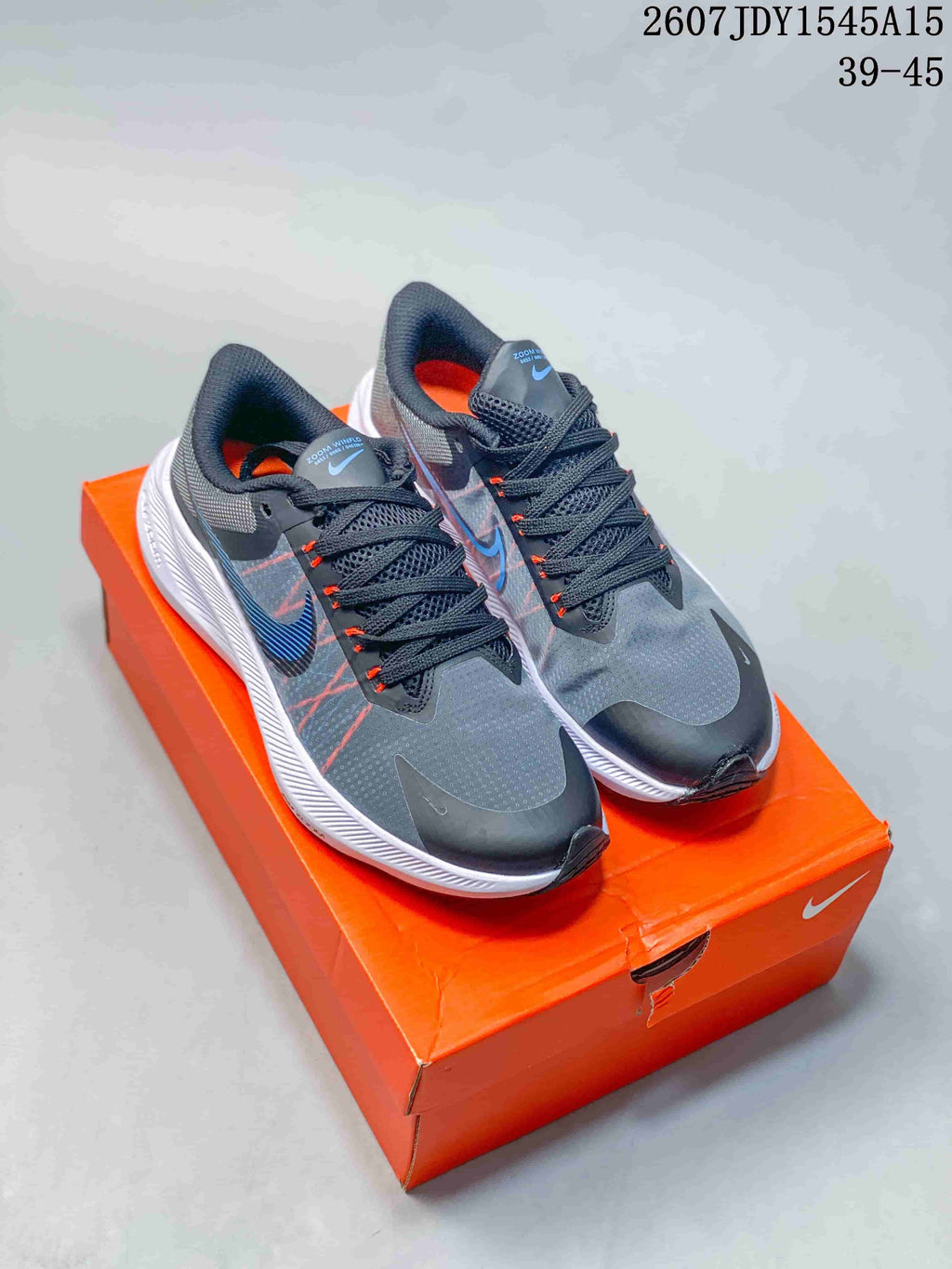 Women's Nike Zoom Winflo 8 Running Shoes Gray Blue - product image from the listing.