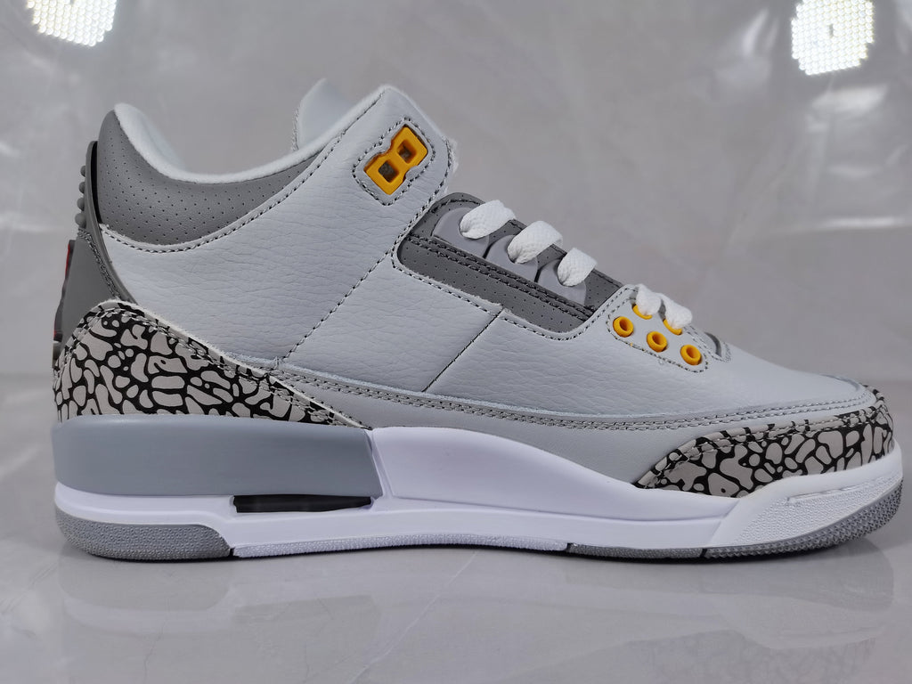 Air Jordan 3 Retro White Grey Orange Sneakers - product image from the listing.