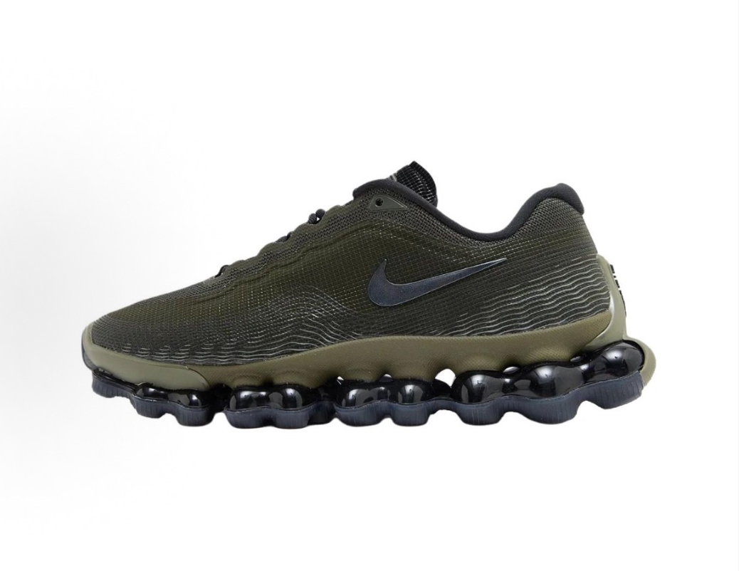Black and Olive Nike Air Liquid Max Running Shoes - product image from the listing.