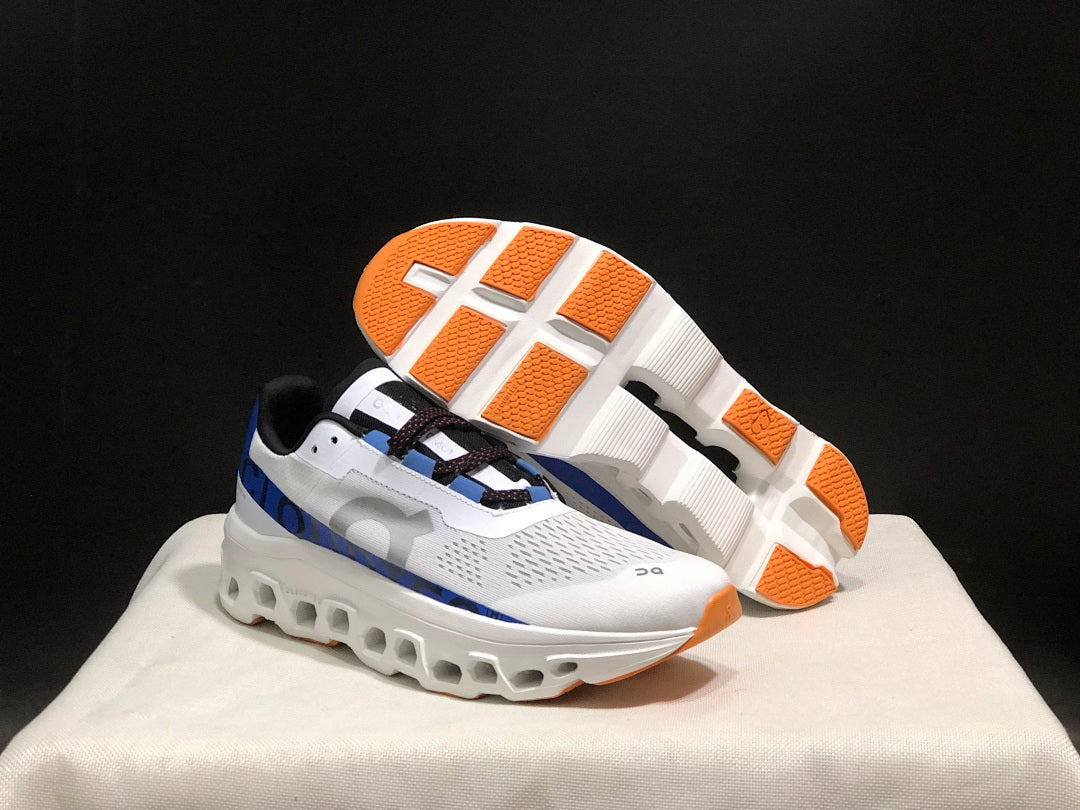 On Cloudmonster Sneakers in Mist in White and Blue - product image from the listing.