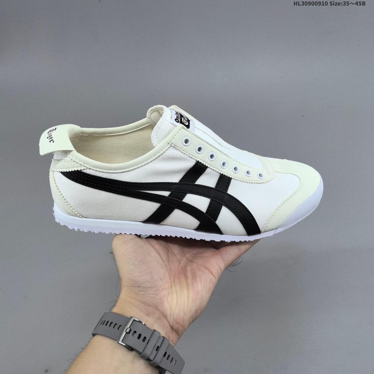 Onitsuka Tiger Mexico 66 Slip-On Sneakers in White Black D342Q - product image from the listing.